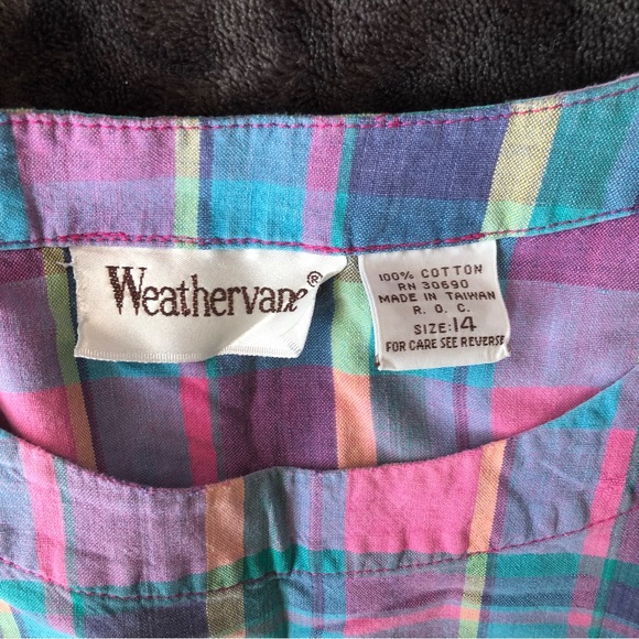 Vintage Pastel Rainbow Plaid Sleeveless Tank Top from Weathervane Retro - Picture 2 of 4